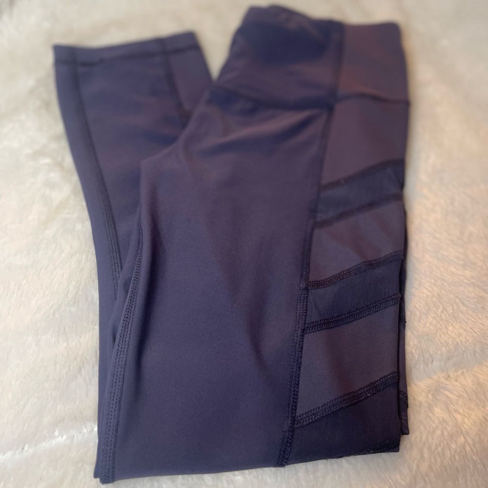 Purple Mesh Detail Leggings 7/8 Leggings